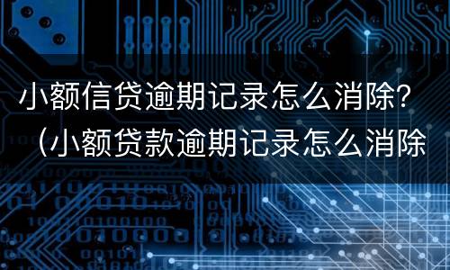 小额信贷逾期记录怎么消除？（小额贷款逾期记录怎么消除）