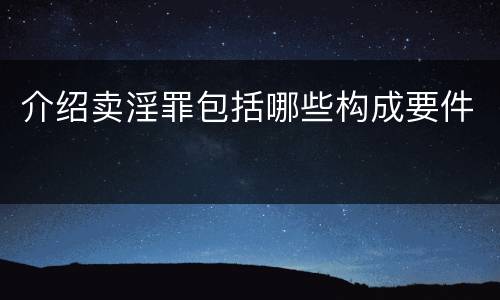 介绍卖淫罪包括哪些构成要件