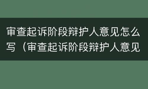 审查起诉阶段辩护人意见怎么写（审查起诉阶段辩护人意见怎么写范文）