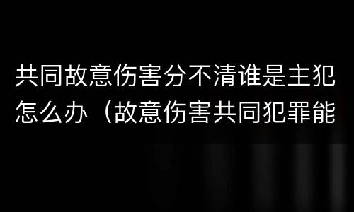 共同故意伤害分不清谁是主犯怎么办（故意伤害共同犯罪能区分责任）