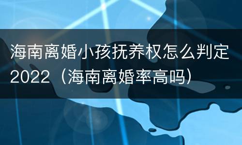 海南离婚小孩抚养权怎么判定2022（海南离婚率高吗）