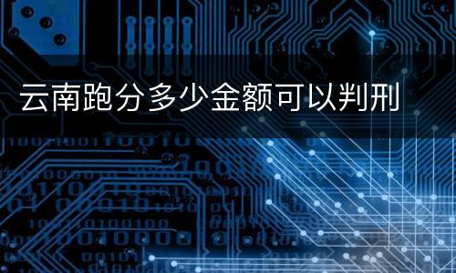 云南跑分多少金额可以判刑