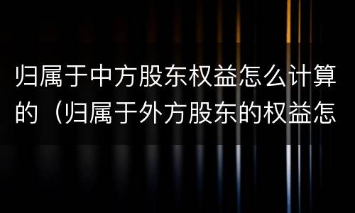 归属于中方股东权益怎么计算的（归属于外方股东的权益怎么看）