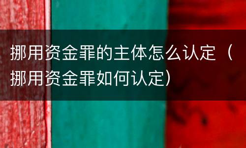 挪用资金罪的主体怎么认定（挪用资金罪如何认定）