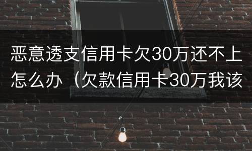 恶意透支信用卡欠30万还不上怎么办（欠款信用卡30万我该怎么办）