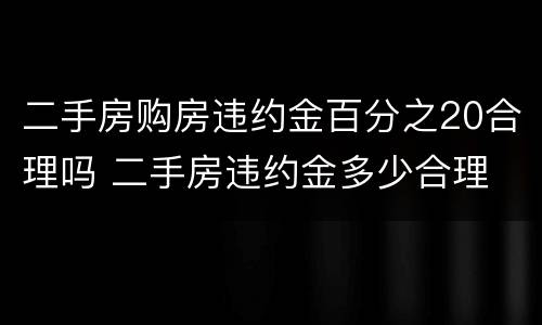 二手房购房违约金百分之20合理吗 二手房违约金多少合理