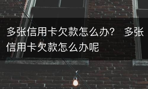 多张信用卡欠款怎么办？ 多张信用卡欠款怎么办呢