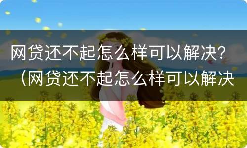 网贷还不起怎么样可以解决？（网贷还不起怎么样可以解决问题）