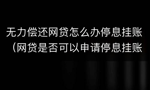 无力偿还网贷怎么办停息挂账（网贷是否可以申请停息挂账）