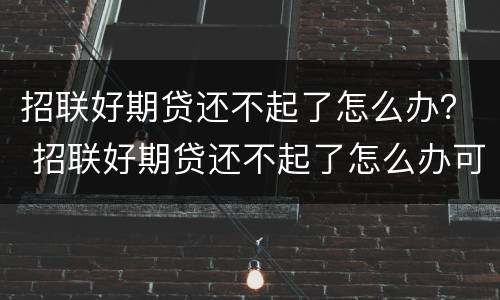 招联好期贷还不起了怎么办？ 招联好期贷还不起了怎么办可以协商吗