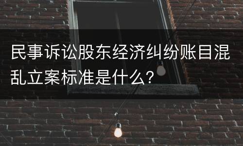 民事诉讼股东经济纠纷账目混乱立案标准是什么？
