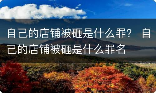 自己的店铺被砸是什么罪？ 自己的店铺被砸是什么罪名