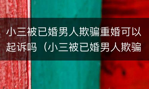 小三被已婚男人欺骗重婚可以起诉吗（小三被已婚男人欺骗重婚可以起诉吗视频）