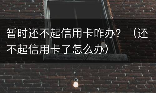 暂时还不起信用卡咋办？（还不起信用卡了怎么办）