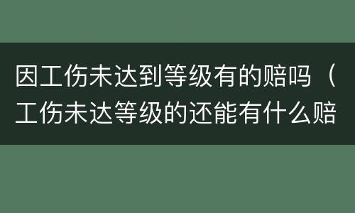 因工伤未达到等级有的赔吗（工伤未达等级的还能有什么赔偿）