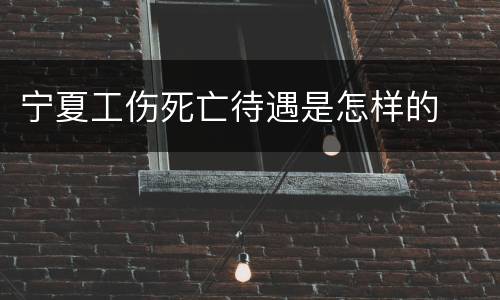宁夏工伤死亡待遇是怎样的