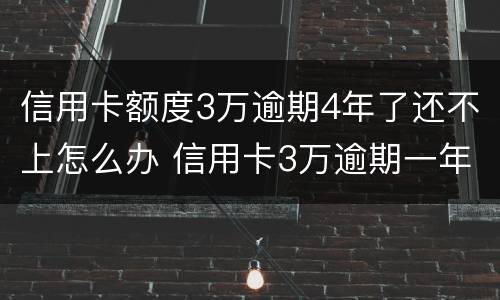 信用卡额度3万逾期4年了还不上怎么办 信用卡3万逾期一年多了