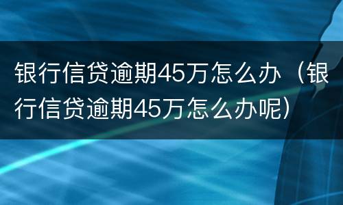 银行信贷逾期45万怎么办（银行信贷逾期45万怎么办呢）