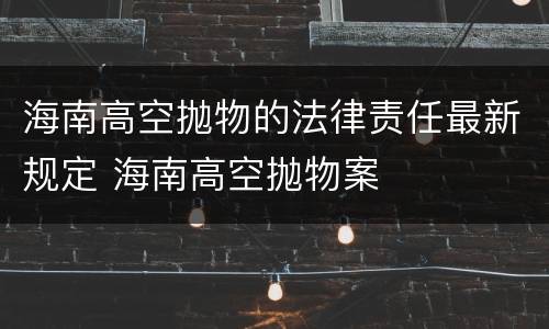 海南高空抛物的法律责任最新规定 海南高空抛物案