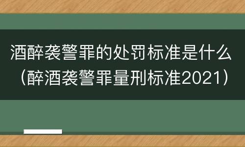 酒醉袭警罪的处罚标准是什么（醉酒袭警罪量刑标准2021）