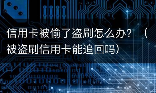 信用卡被偷了盗刷怎么办？（被盗刷信用卡能追回吗）