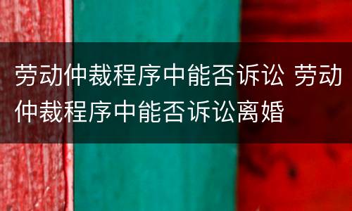 劳动仲裁程序中能否诉讼 劳动仲裁程序中能否诉讼离婚