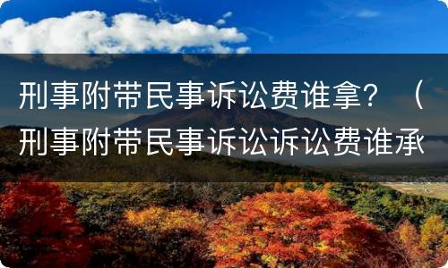 刑事附带民事诉讼费谁拿？（刑事附带民事诉讼诉讼费谁承担）