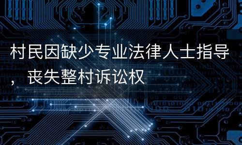 村民因缺少专业法律人士指导，丧失整村诉讼权
