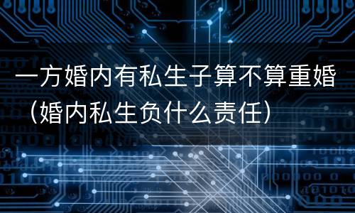 一方婚内有私生子算不算重婚（婚内私生负什么责任）