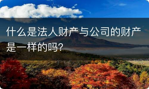 什么是法人财产与公司的财产是一样的吗？