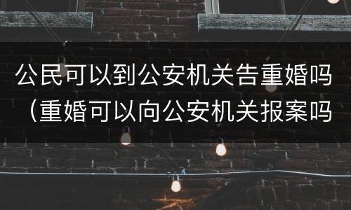 公民可以到公安机关告重婚吗（重婚可以向公安机关报案吗）