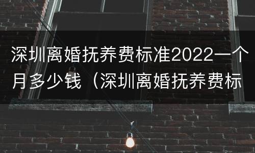 深圳离婚抚养费标准2022一个月多少钱（深圳离婚抚养费标准2020标准）