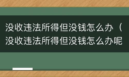 没收违法所得但没钱怎么办（没收违法所得但没钱怎么办呢）