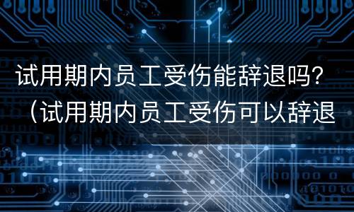 试用期内员工受伤能辞退吗？（试用期内员工受伤可以辞退吗）