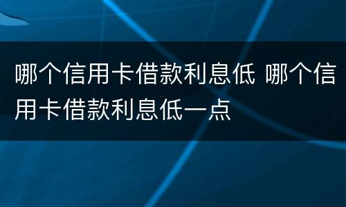 哪个信用卡借款利息低 哪个信用卡借款利息低一点