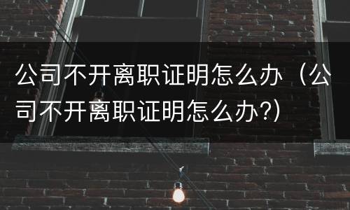 公司不开离职证明怎么办（公司不开离职证明怎么办?）