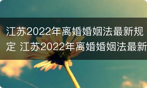 江苏2022年离婚婚姻法最新规定 江苏2022年离婚婚姻法最新规定是