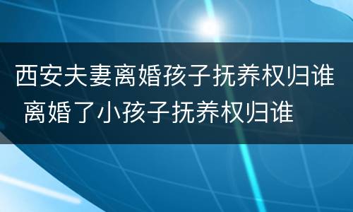 西安夫妻离婚孩子抚养权归谁 离婚了小孩子抚养权归谁