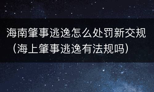 海南肇事逃逸怎么处罚新交规（海上肇事逃逸有法规吗）