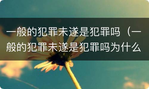 一般的犯罪未遂是犯罪吗（一般的犯罪未遂是犯罪吗为什么）