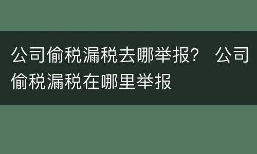 公司偷税漏税去哪举报？ 公司偷税漏税在哪里举报