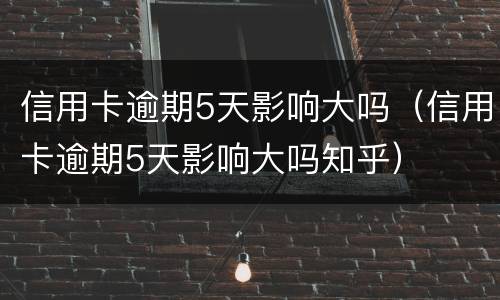 信用卡逾期5天影响大吗（信用卡逾期5天影响大吗知乎）
