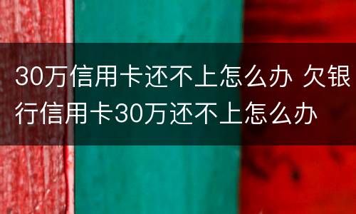 30万信用卡还不上怎么办 欠银行信用卡30万还不上怎么办