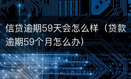 信贷逾期59天会怎么样（贷款逾期59个月怎么办）