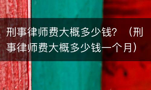 刑事律师费大概多少钱？（刑事律师费大概多少钱一个月）
