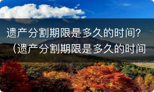 遗产分割期限是多久的时间？（遗产分割期限是多久的时间啊）