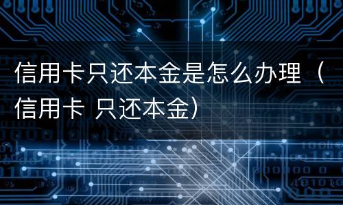 信用卡只还本金是怎么办理（信用卡 只还本金）