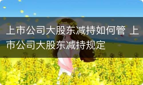 上市公司大股东减持如何管 上市公司大股东减持规定