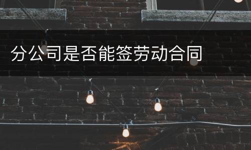 分公司是否能签劳动合同