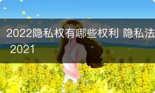 2022隐私权有哪些权利 隐私法 2021